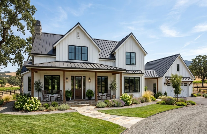 Modern farmhouse, AI exterior colour preview