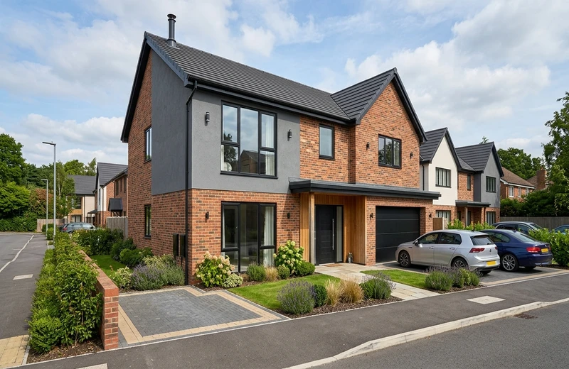 New-build house, AI exterior colour preview