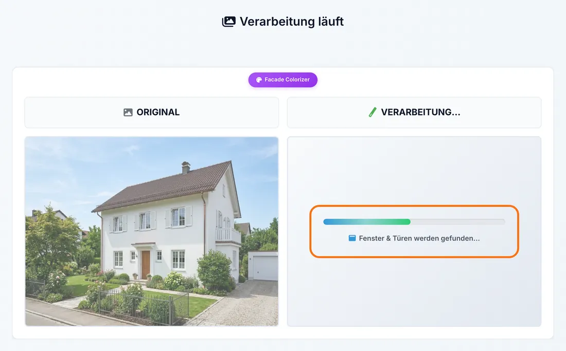 Das Rendering läuft, mit Fortschrittsbalken