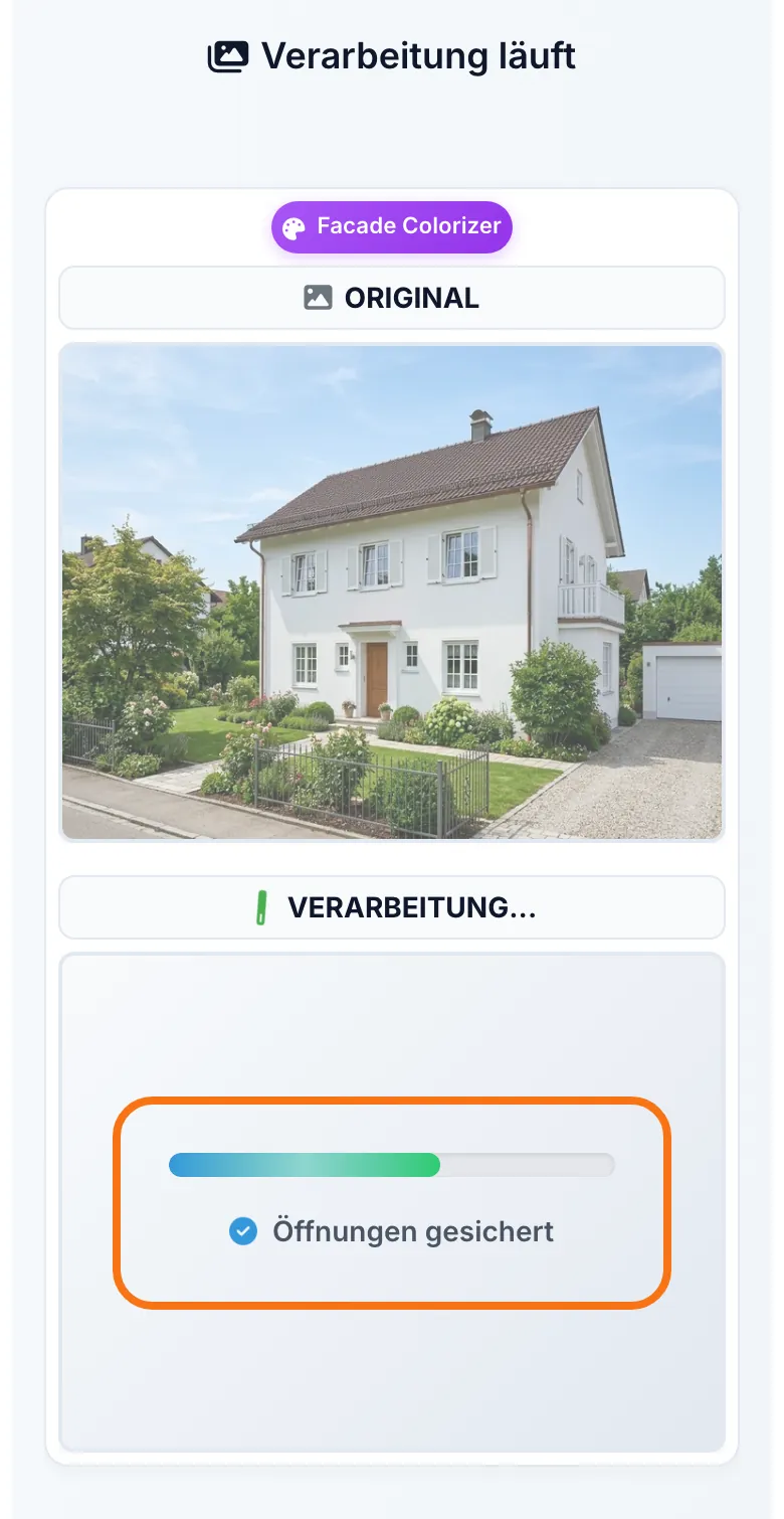 Das Rendering läuft, mit Fortschrittsbalken