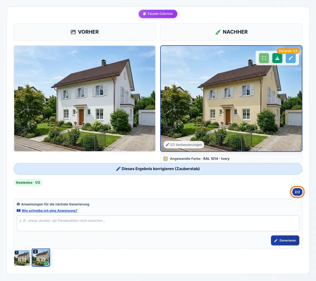 Die neue Version nach der Anweisung