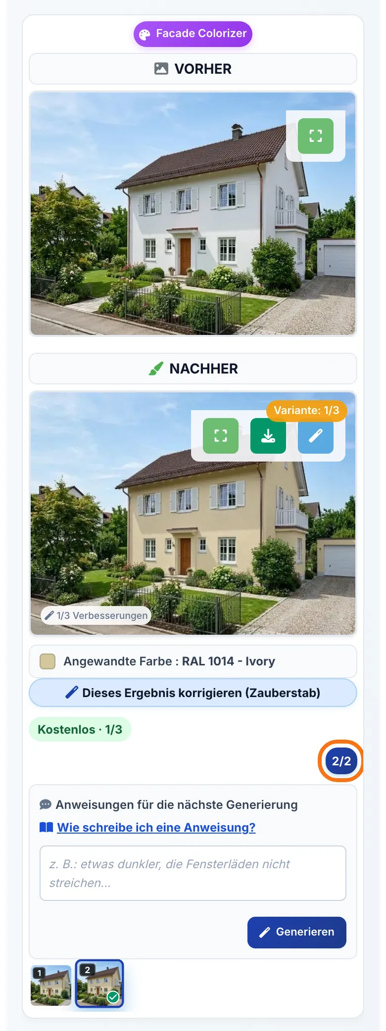 Die neue Version nach der Anweisung