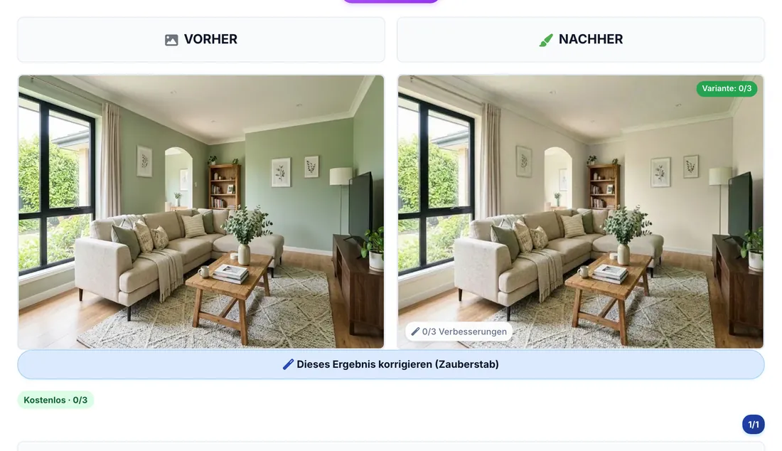 Ein mit dem Innenraum-Simulator gestrichener Raum