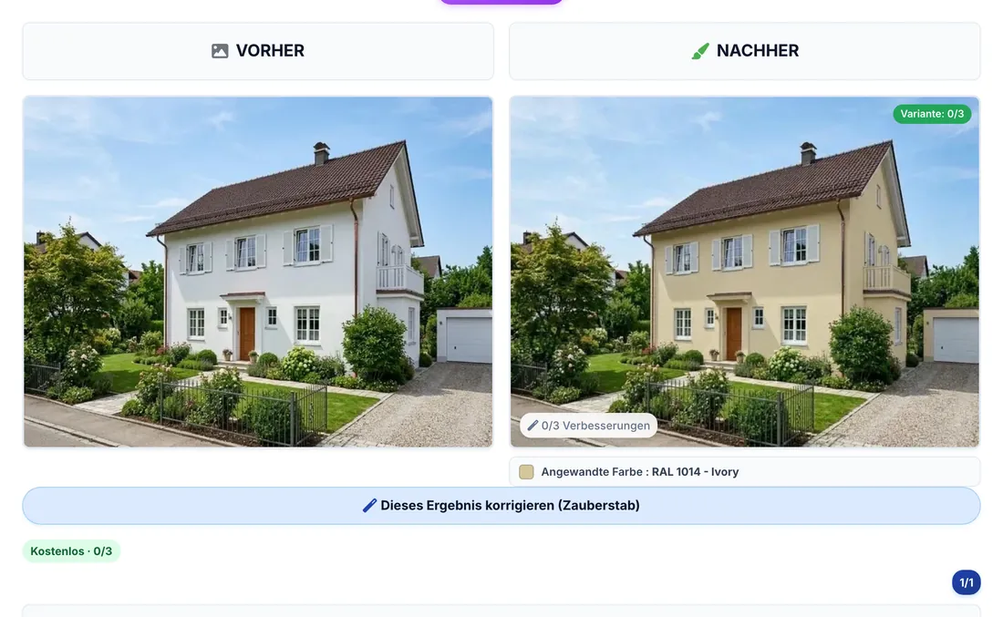 Das Ergebnis in zwei Spalten, VORHER und NACHHER