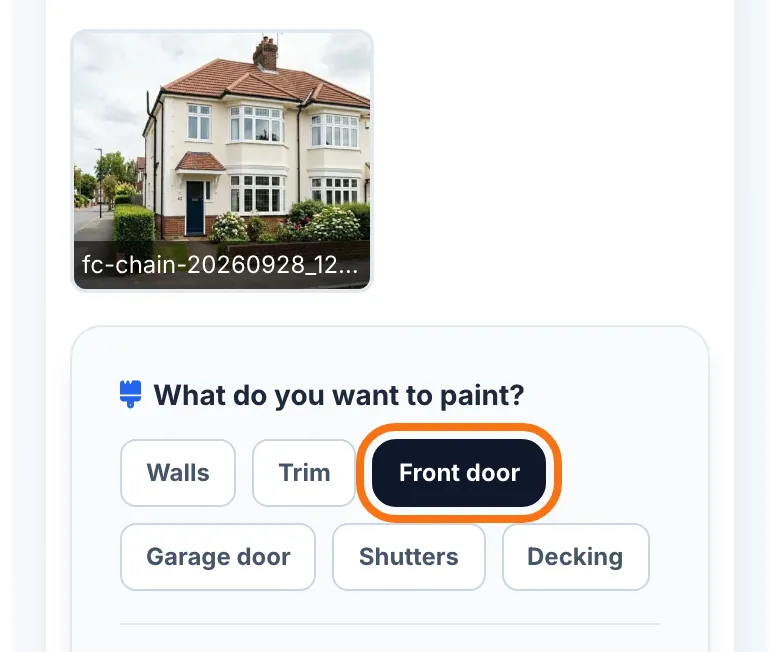 The latest result loaded again, with “Front door” selected
