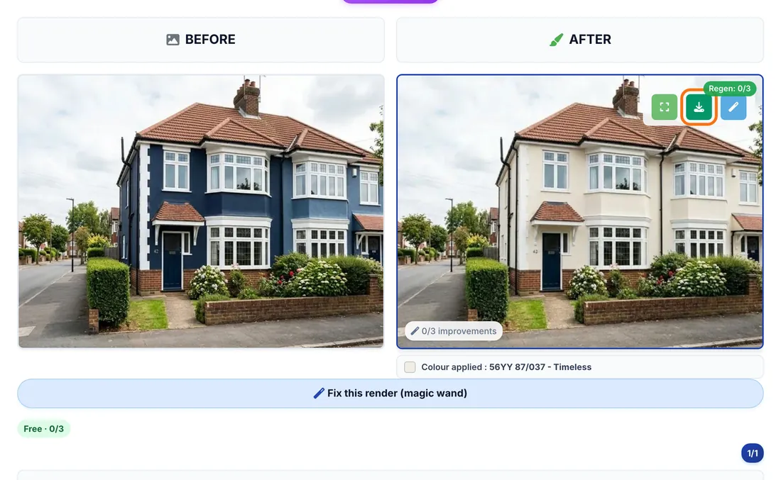 The download button on the AFTER image