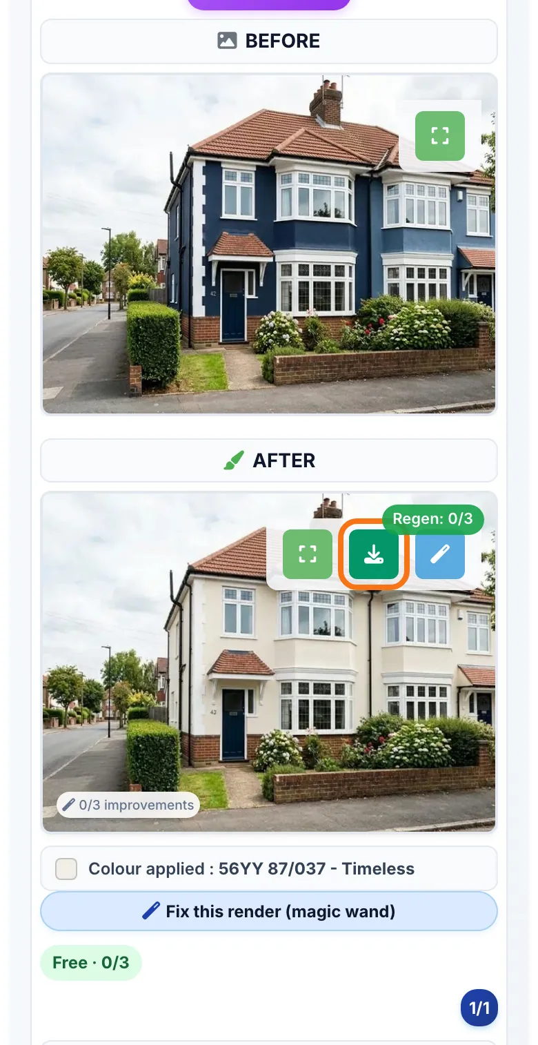 The download button on the AFTER image