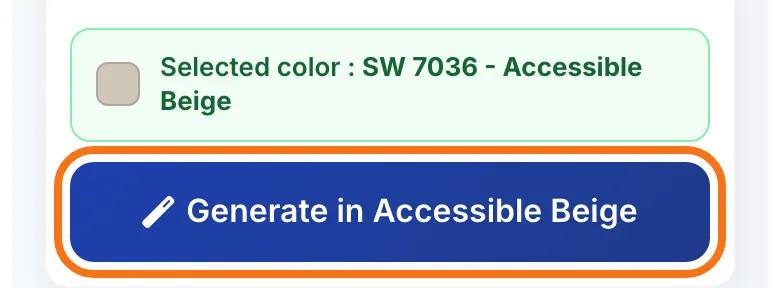 The “Generate in” button followed by the shade name