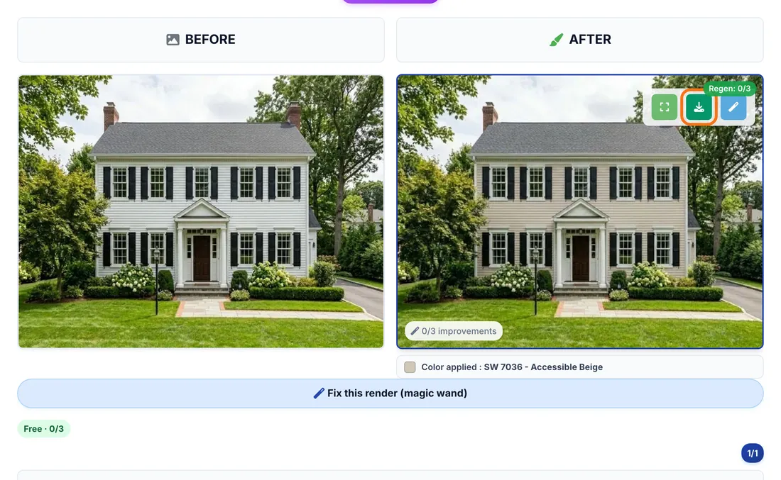 The download button on the AFTER image