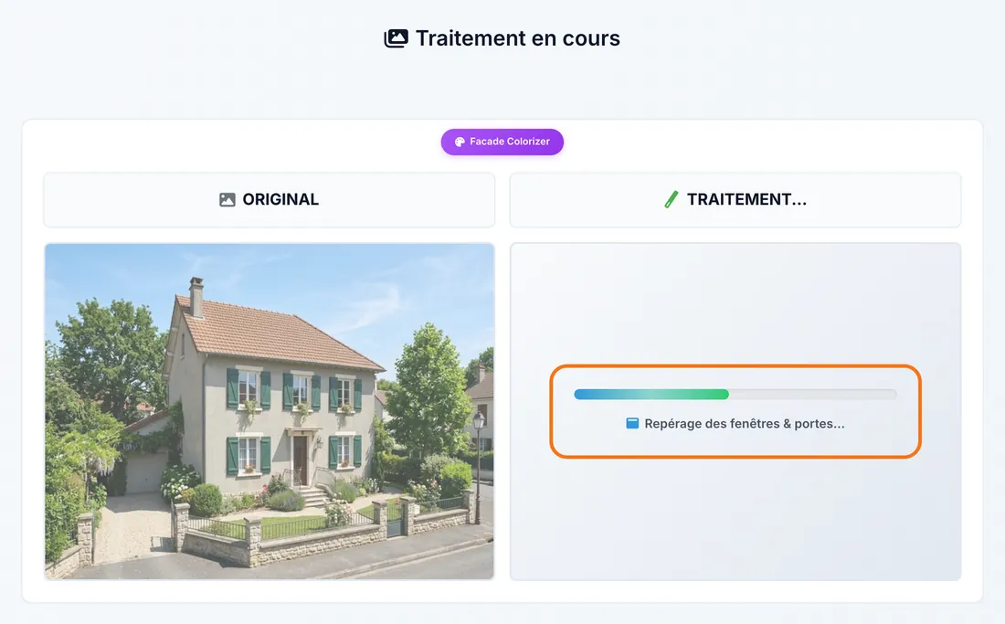 Le rendu en cours, avec sa barre de progression