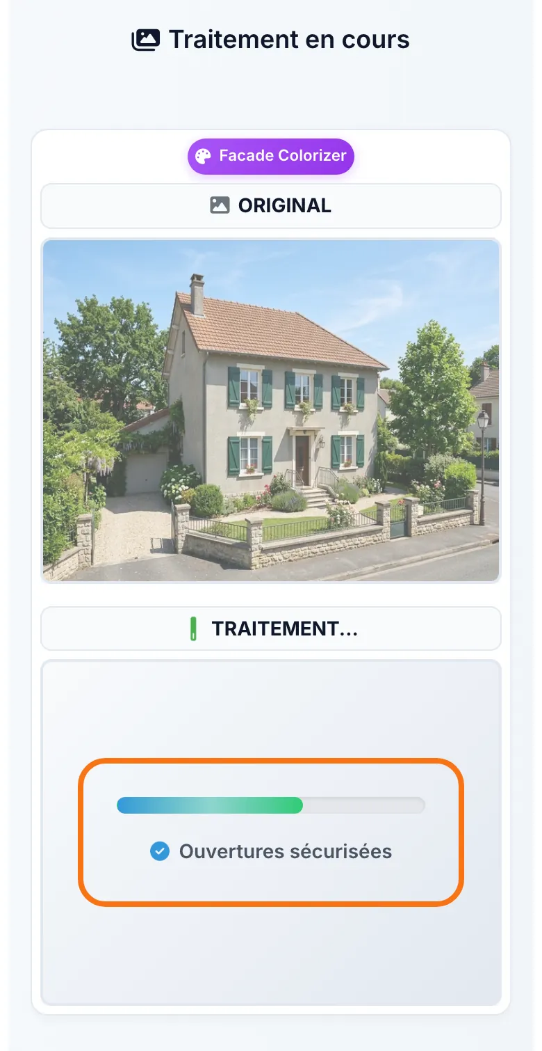 Le rendu en cours, avec sa barre de progression