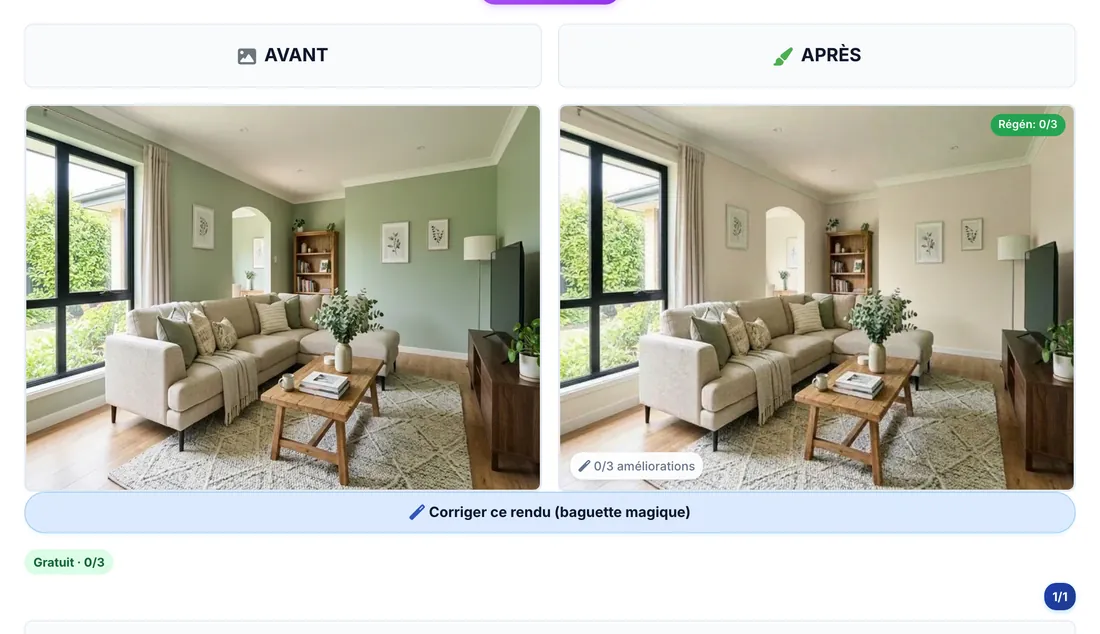 Une pièce repeinte avec le simulateur intérieur