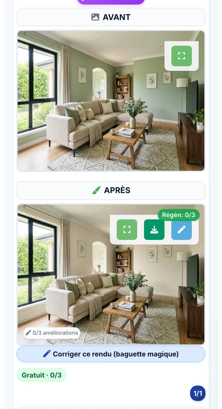 Une pièce repeinte avec le simulateur intérieur