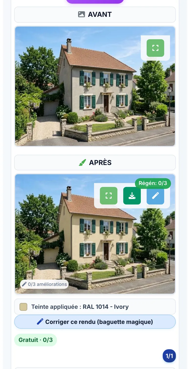 Le résultat en deux colonnes, AVANT et APRÈS