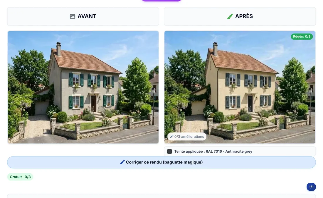 La maison avec la façade et les volets peints